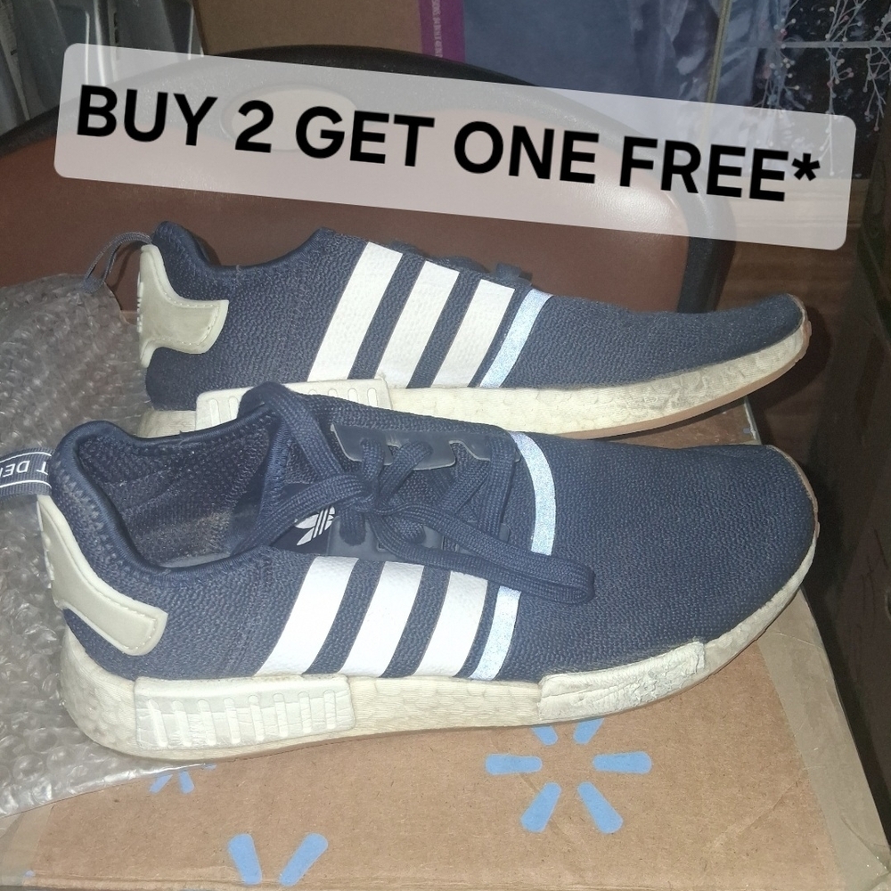 BUY 2 GET ONE FREE* Adidas Navy Blue NMD-Style Sneakers with White Stripes 9m